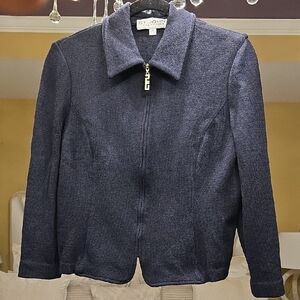 St. John Black Knit Textured Suit Jacket